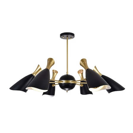 Cwi Lighting Rolin 12 Light Down Chandelier With Matte Black & Satin Gold Finish 1016P43-6-129